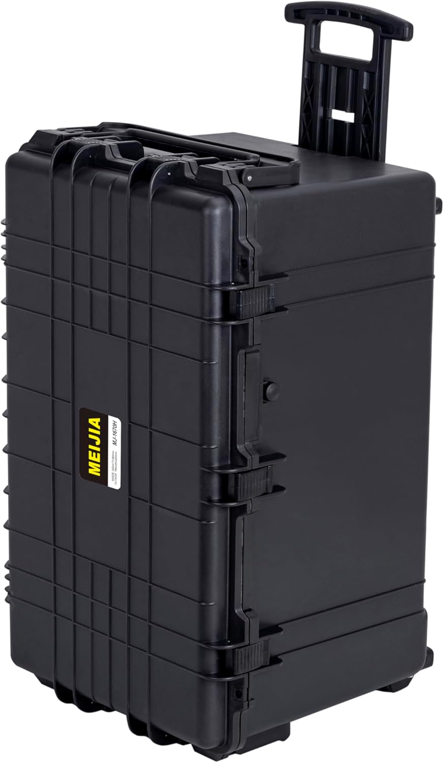 MEIJIA Portable Rolling Waterproof Protective Case,Hard Compact Case With Retractable Pull Handle And Wheels,Customizable Fit Foam Inserted,Elegant Black, 31.02" X19.41" X17.71"