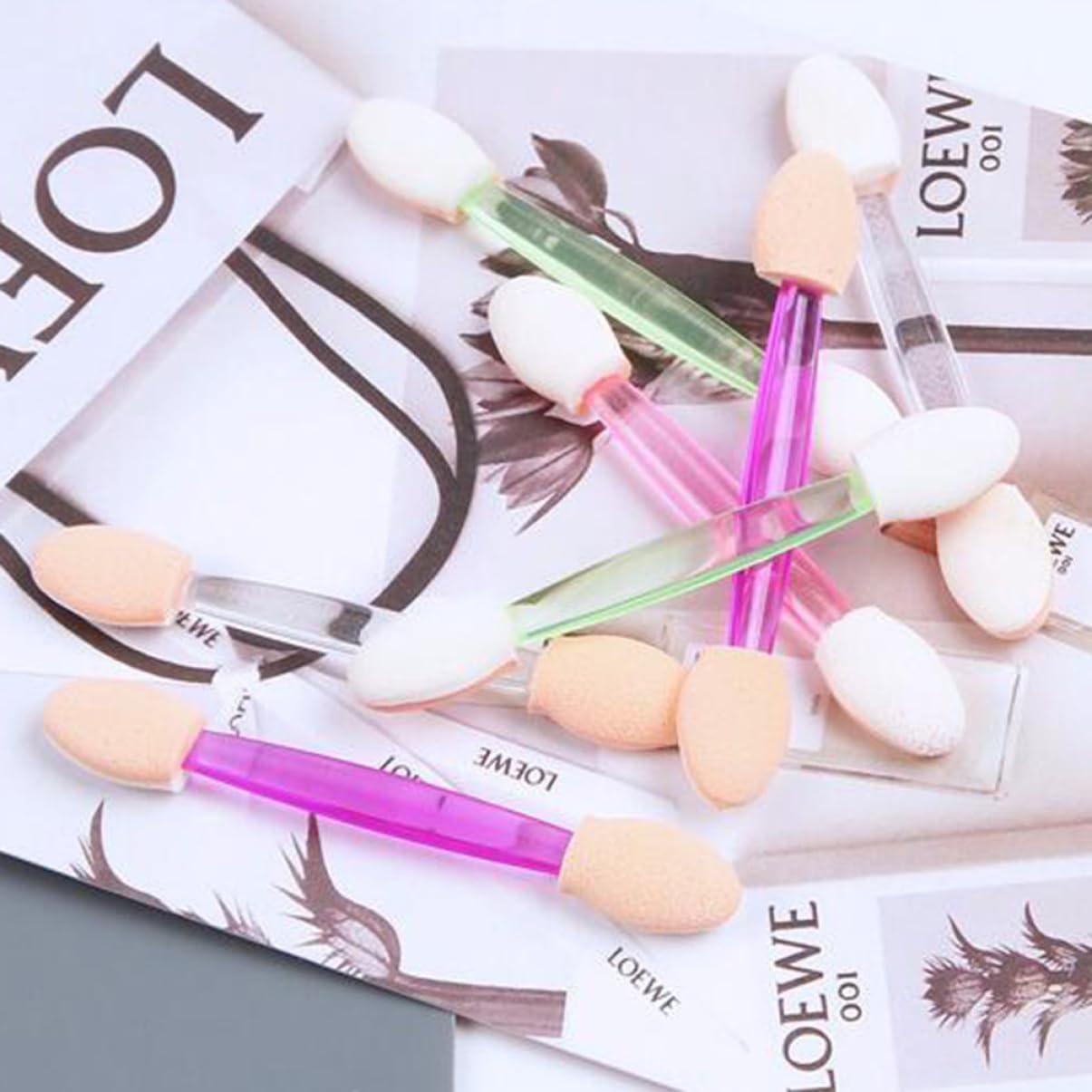 Baluue Eyeshadow Alicators Dual Sponge Brush Kit 30pcs Makeup Brushes for Women Soft Tips Travel Size for Occasions