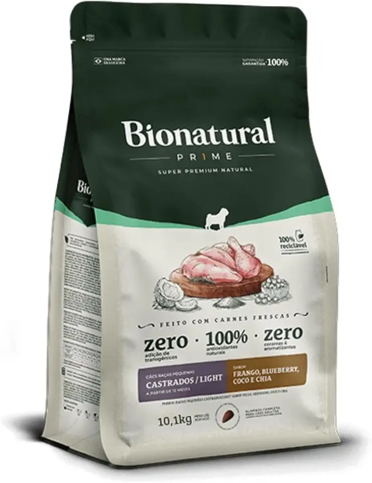 Bionatural Prime - Frango Cães De Raças Peq. Castrados ou Light 10,1kg