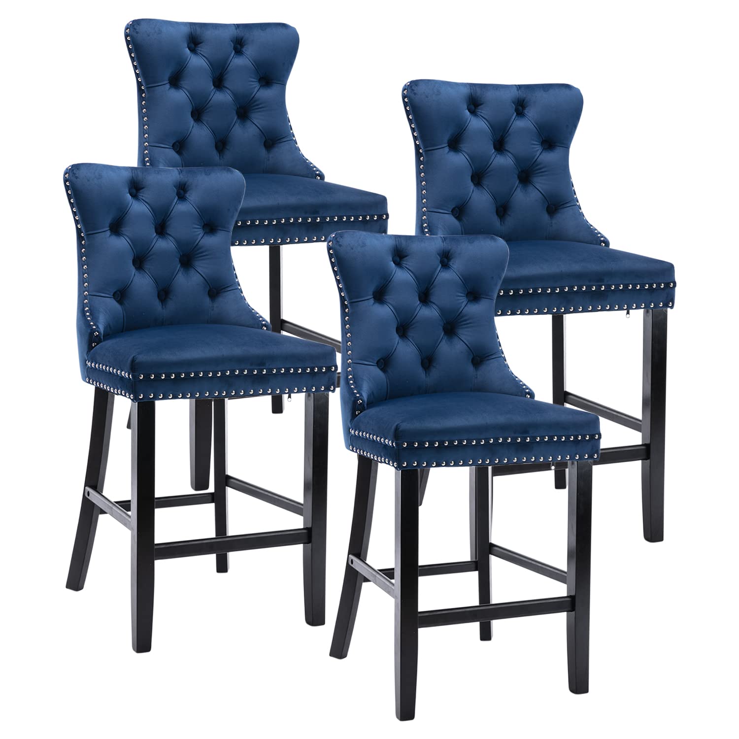 Kiztir Velvet Modern Bar Chairs Set of 4, 27