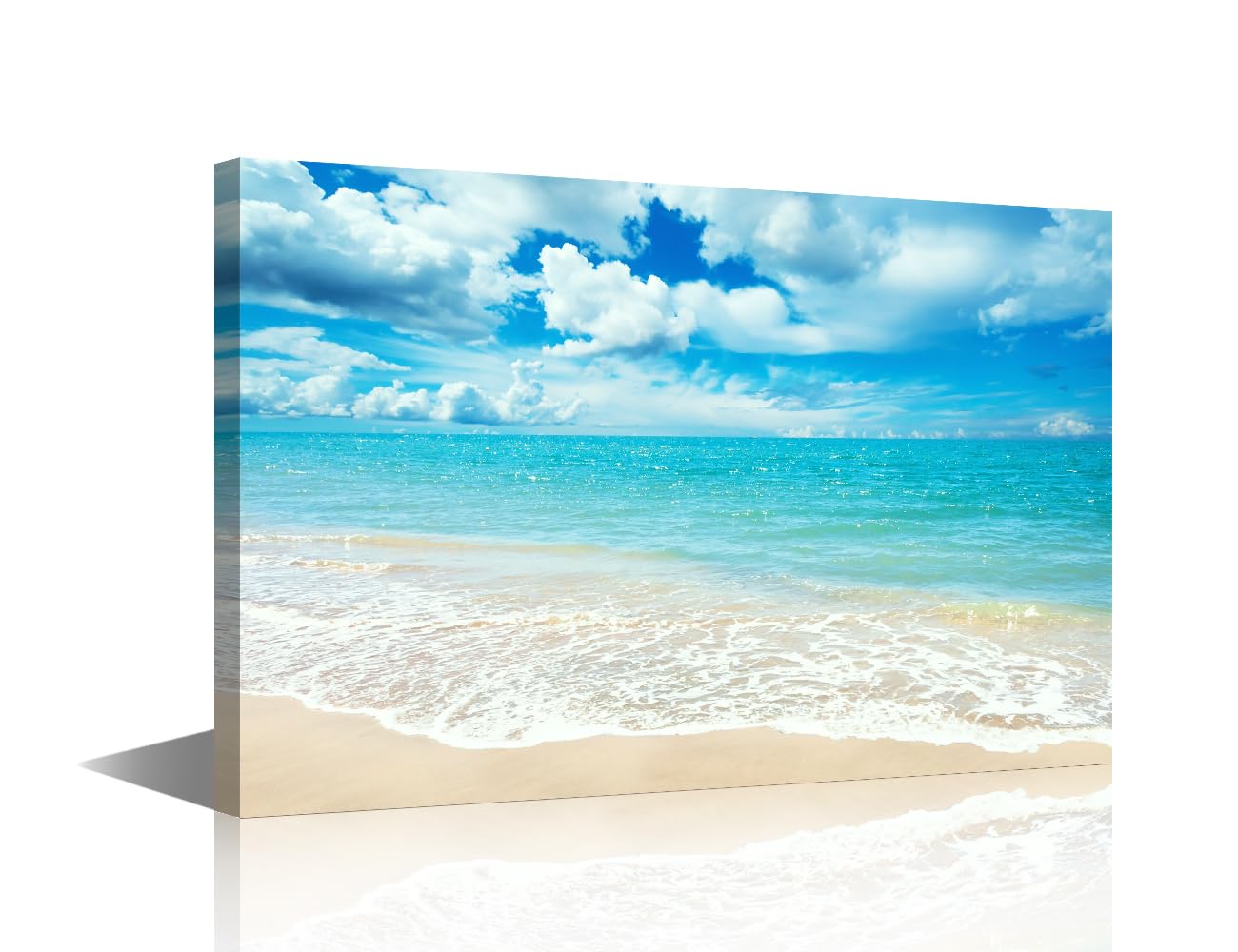 Canvas Wall Art Canvas Print Tropical Teal Ocean Sea Beach Shore Paradise Art for Living Room Office Bedroom Dining Room Wall Decor Stretched and Framed Ready to Hang