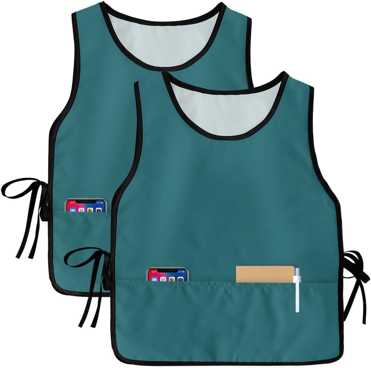 Unisex Cobbler Apron with 2 Pockets, Solid Color Teal Waterproof Vest Kitchen Chef Apron, Smock Apron Vest Cobbler Aprons for Women Men, 2 Pack, 20” x 27.5”