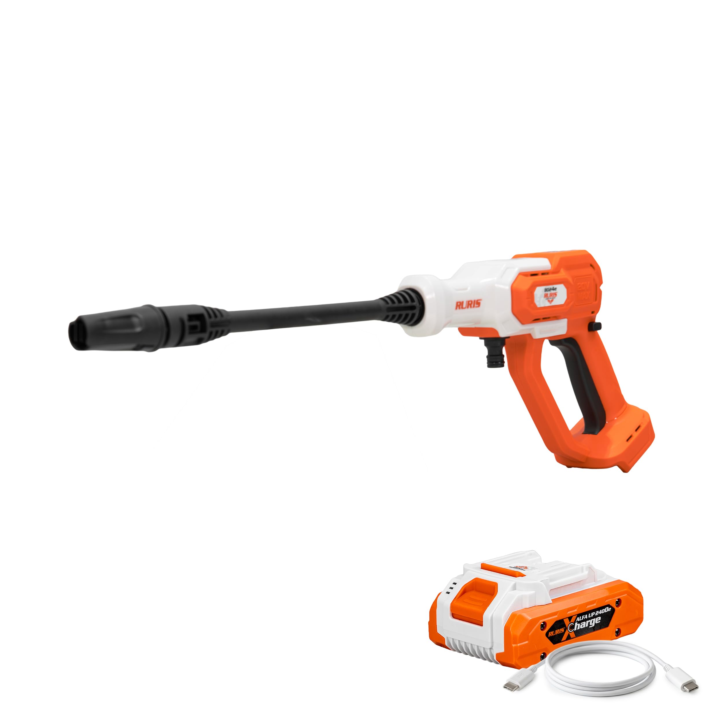 RURIS 8024e Bezprzewodowa myjka wysokociśnieniowa 20V 4Ah 30 Bar 5 l/min