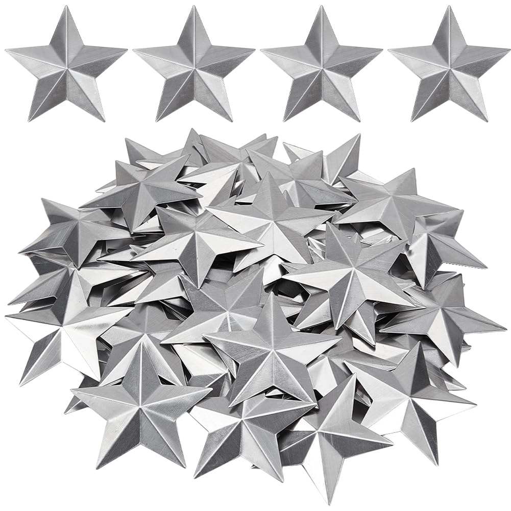 GORGECRAFT 80 Pieza 53mm Galvanizada Mini Estrella de Granero de Metal Vintage Rústico Estrella Ornamento Tridimensional Árbol de Navidad Estrella para Colgar Pared Corona de Vacaciones Decoración