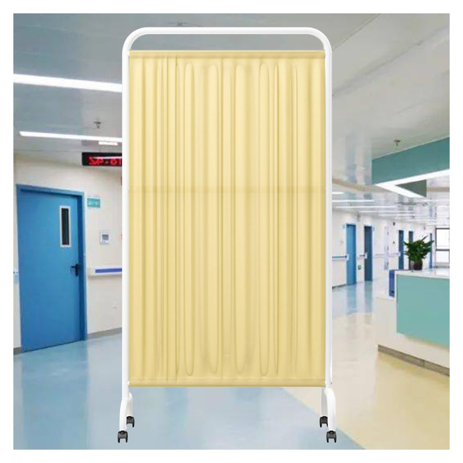 Schermo divisorio Pieghevole per la Privacy in Ambito Medico, divisorio Verticale per Porte, Ideale per stanze di pazienti, saloni di Bellezza e ambulatori. La Struttura Pieghevole in Ferro