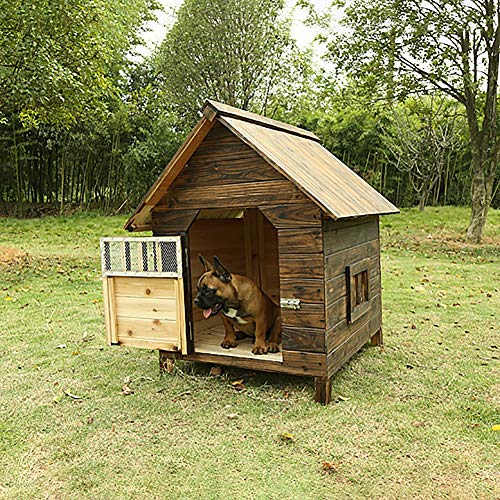 Accogliente Casa Per Animali Domestici Verniciato, Rifugio Per Cani In Legno Rialzato Con Tetto In Asfalto, Letto Per Gatti Per Interni, Canile Robusto A Prova Di Tempo Per Cani Di Grandi Dimensioni,