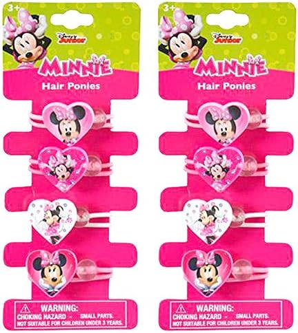 Hair Ponies Elastic Disney Ponytails Holders (8 ct Minnie Mouse (Heart Shape))