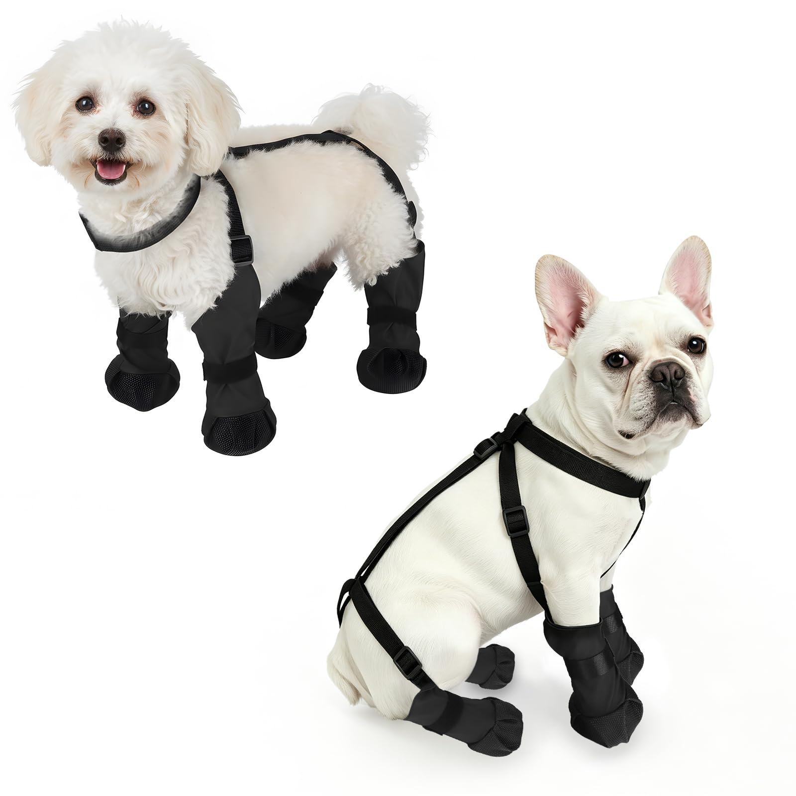 YooxArmor Dog Boots for Small Medium Dogs,Waterproof Dog Shoes,Adjustable Dog Paw Protectors,Anti-Slip Dog Suspender Boots for Outdoor Walking,Hiking,Rainy Days