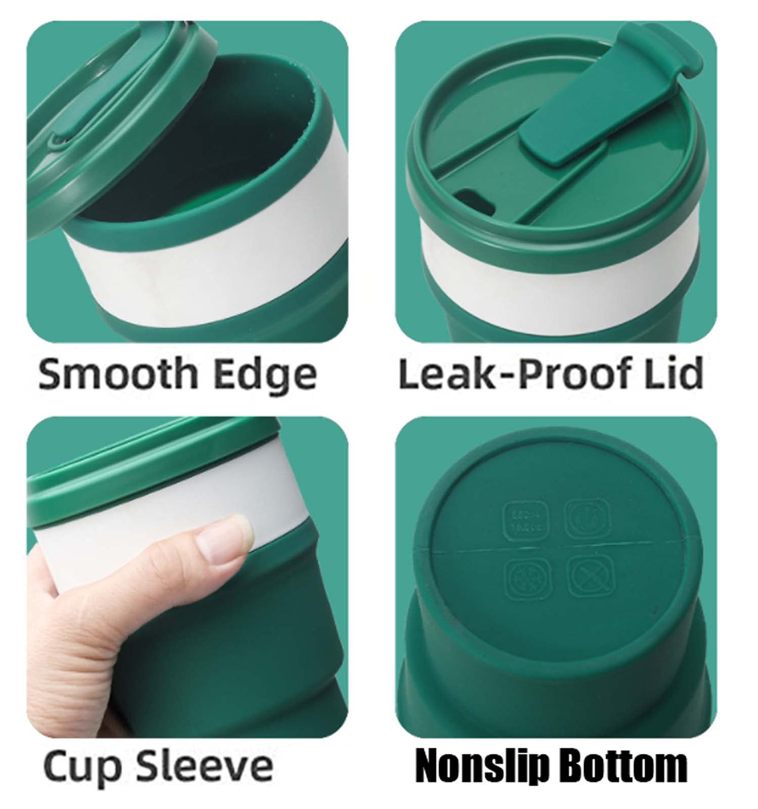 XINGYU Tazas De Silicona Plegables, Taza De Viaje Reutilizable Botella Deportiva con Tapas Taza De Café Portátil Plegable Ligera a Prueba De Fugas para Acampar Al Aire Libre