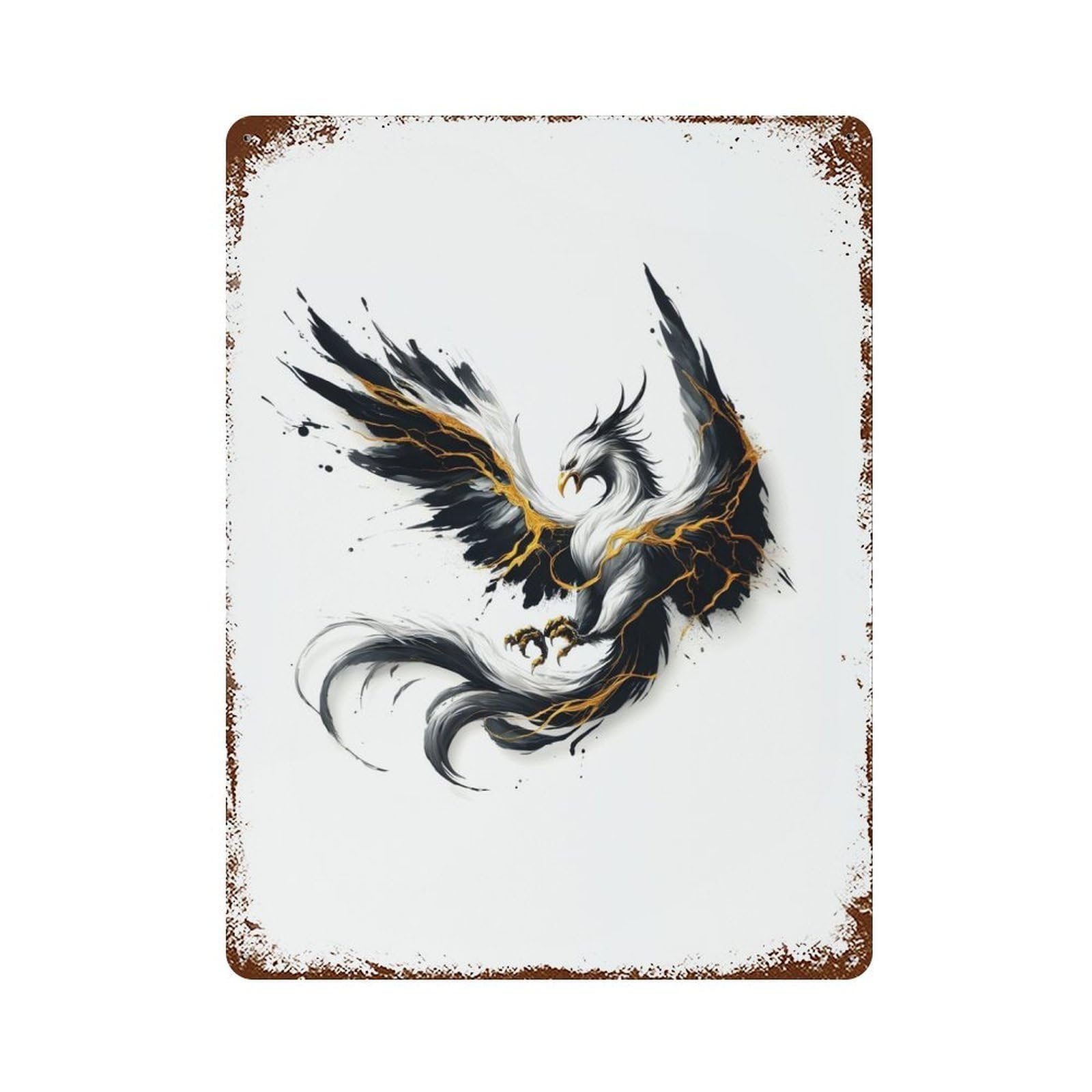 Painting Phoenix Rusty Metal Tin Sign 15.7"x11.8", for Pub, Kitchen And Man Cave Decor, Farmhouse Wall Decor