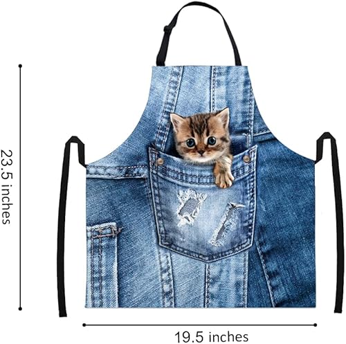 Miniatura 2 de Delantales para niñas y niños, lindos delantales de gatos, perros, niños con correa ajustable para el cuello