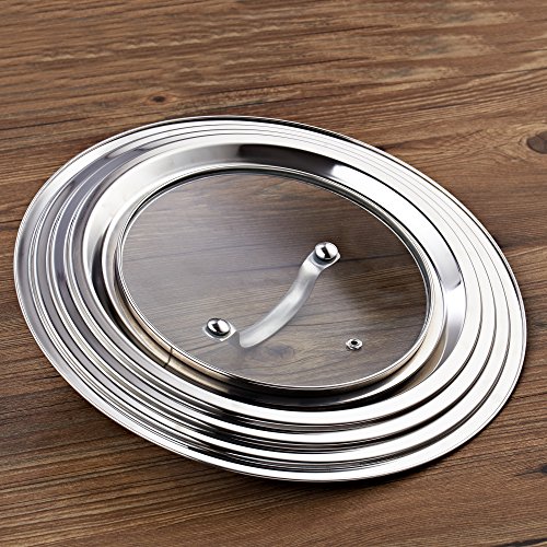 Cook N Home Stainless Steel With Glass Center Universal Lid, Fits 8, 10.25, 11, And 12-Inch #TOP7