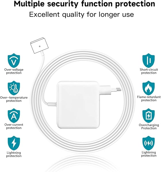 Chargeur 45W pour MacBook Air, Adaptateur T-Tip 45 W Rapide Compatible avec Les Mac Book Air 11 Pouces et 13 Pouces 2012-2017, pour Les modèles A1435, A1436, A1465, A1466 - 2