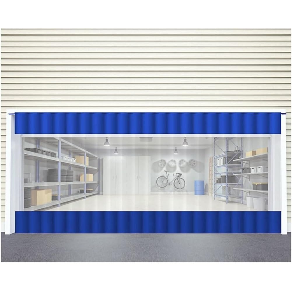 Rideaux De Séparation pour Garage - Dimensions sur Mesure, Panneaux en Vinyle Industriel avec Bâche en PVC, L'intérieur/l'extérieur Cloison Imperméable pour Usine, Atelier(Blue)