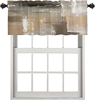 Vista 123 de Cenefas de cocina modernas con patrón de cobre marrón dorado para ventanas, cenefas opacas abstractas de marcas de arañazos y cortinas opacas