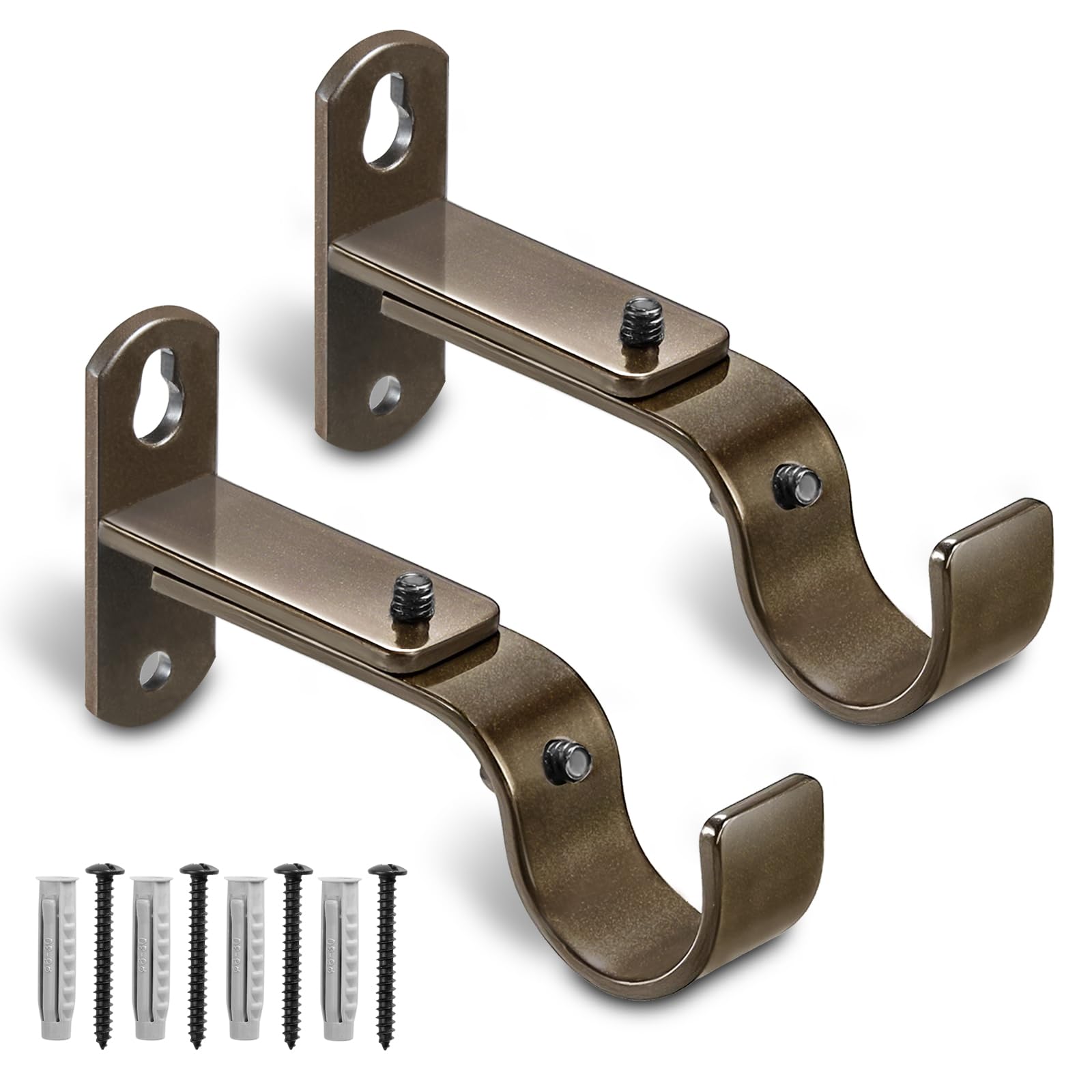 Curtain Rod Brackets - 3 Pack, Black -11
