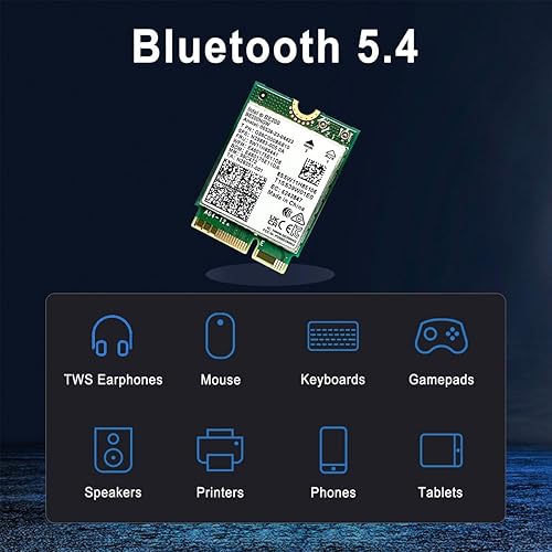 Miniatura 5 de WiFi 7 BE200NGW WiFi M.2 tarjeta Tri-Band 802.11be módulo WiFi, 6-Stream 9.3Gbps, Bluetooth 5.4, 4K QAM, 320MHz, 802.11BE adaptador para portátil y