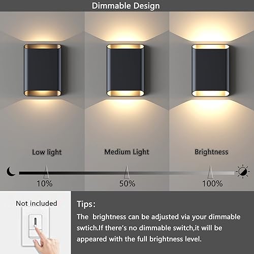 Miniatura 5 de ilucezzo Luces LED de pared para exteriores, apliques de pared regulables de 15.5 W, IP65 impermeables, lámparas de pared modernas para dormitorio,