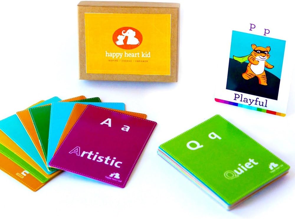 Happy Heart Kid ABC Feelings Flashcards to Build Emotional Vocabulary for Kids Ages 3-8 Years - Use as a Social Skills Game for Imaginative Play