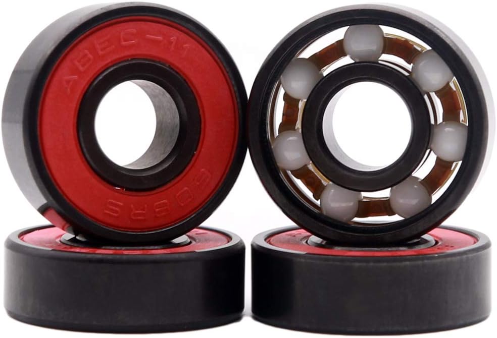 Z-FIRST High Speed 608RS Hybrid Black Ceramic Bearings for Longboard, Inline Skates, Skateboard, Scooters, Skateboard and More (Pack of 4, Black)