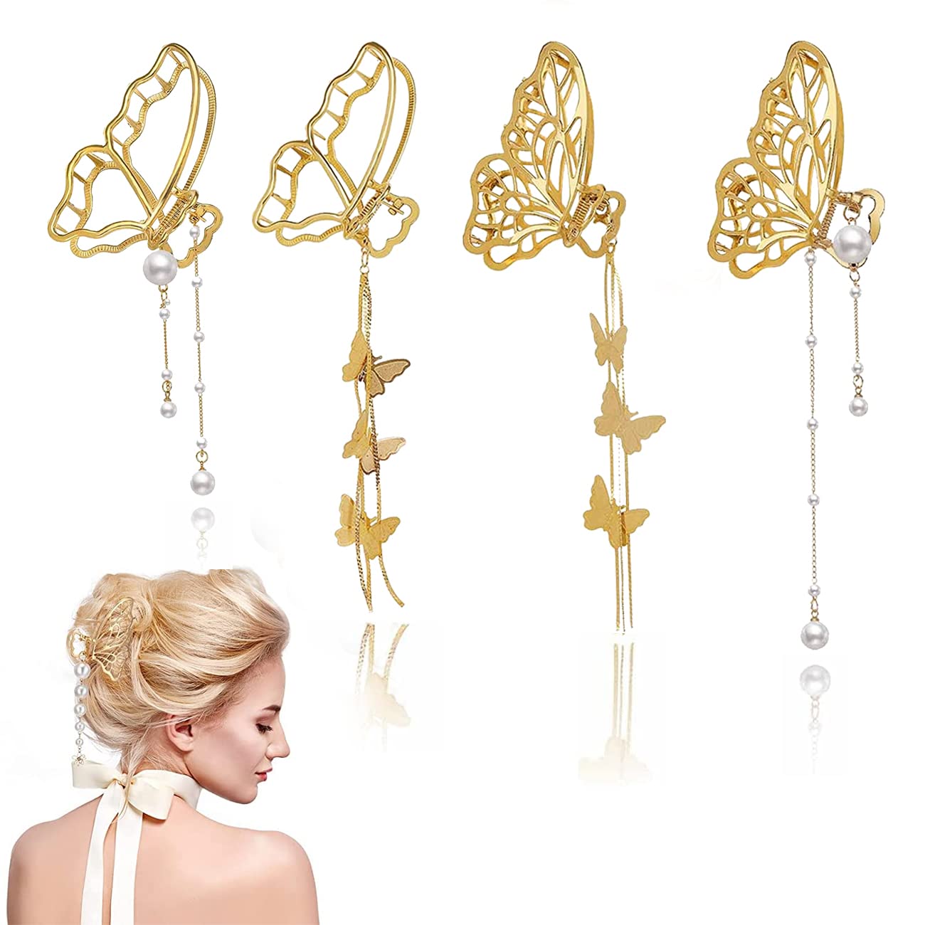 Butterfly Hair Clips Metal Hair Claw Clip Big Nonslip Hair