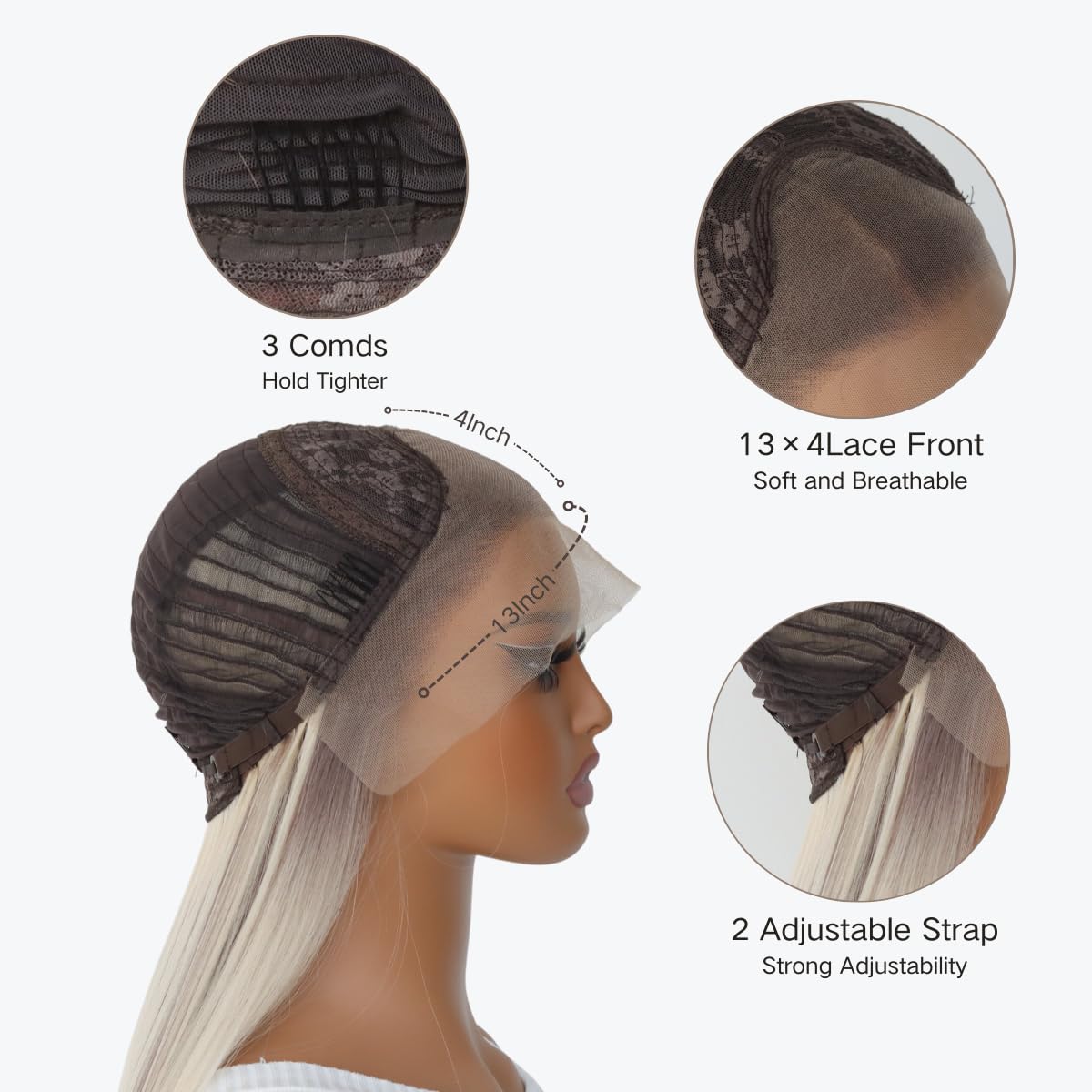 Ash Blonde Highlights 13×4 Lace Front Wigs Mixed Brown and Platinum Blonde Color Ombre Lace Front Wigs Blonde Wigs For Women 24Inch 180% Density
