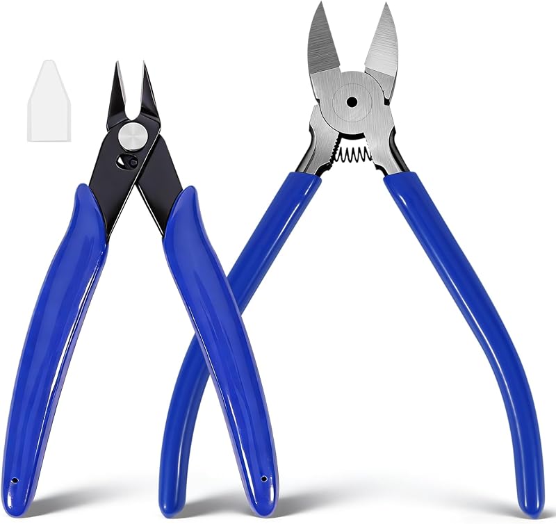Juego de 2 cortadores de alambre, cortadores al ras de 6"+5", alicates de corte lateral | Cortadores de alambre afilados de acero al carbono para manualidades, electrónica, impresiones 3D, joyería, modelos, bridas y proyectos de bricolaje