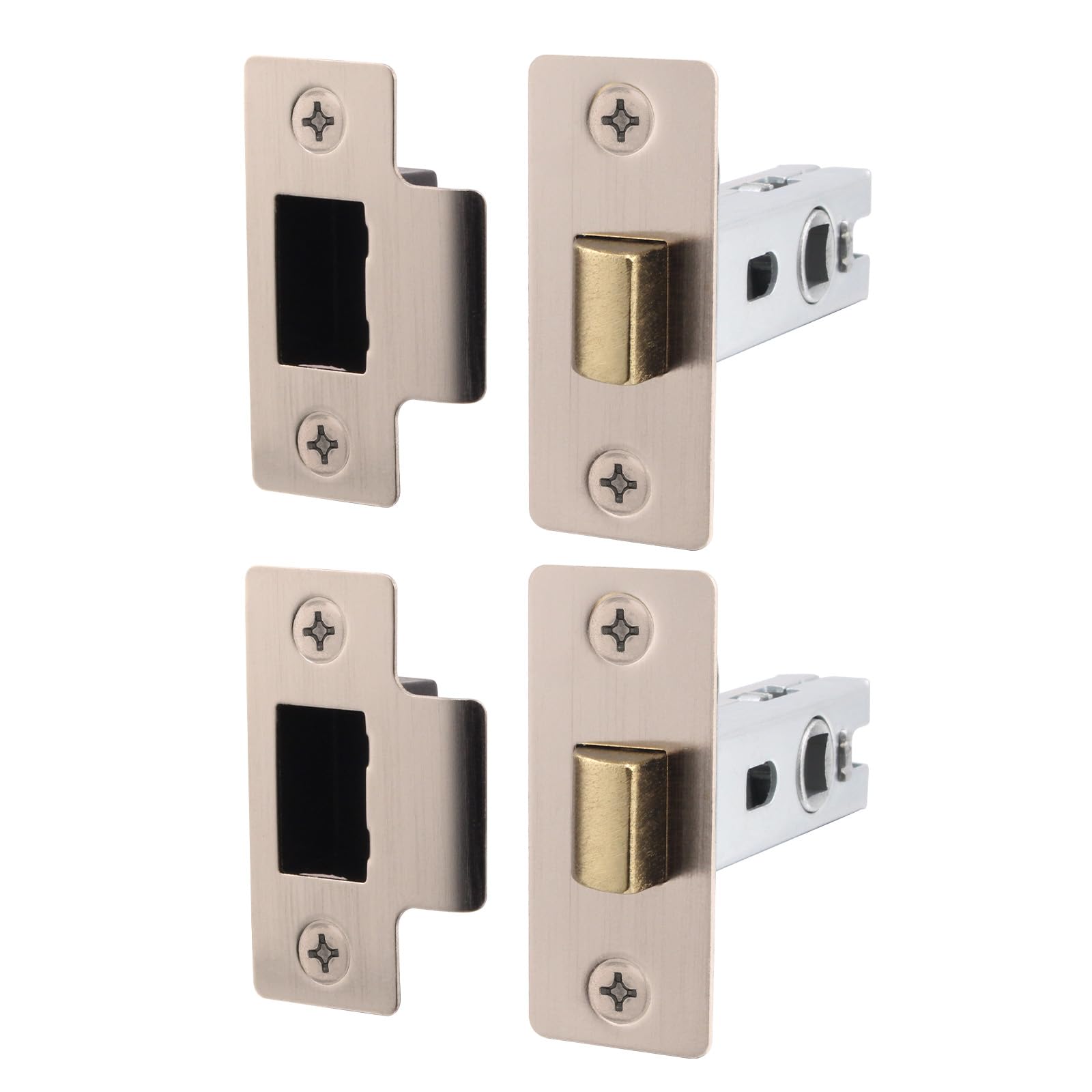 Eai Satin Nickel Satin Tubular Door Latch For Internal Doors - 2.5 Inch / 64Mm - Pack Of 2 Tubular Mortice Latches