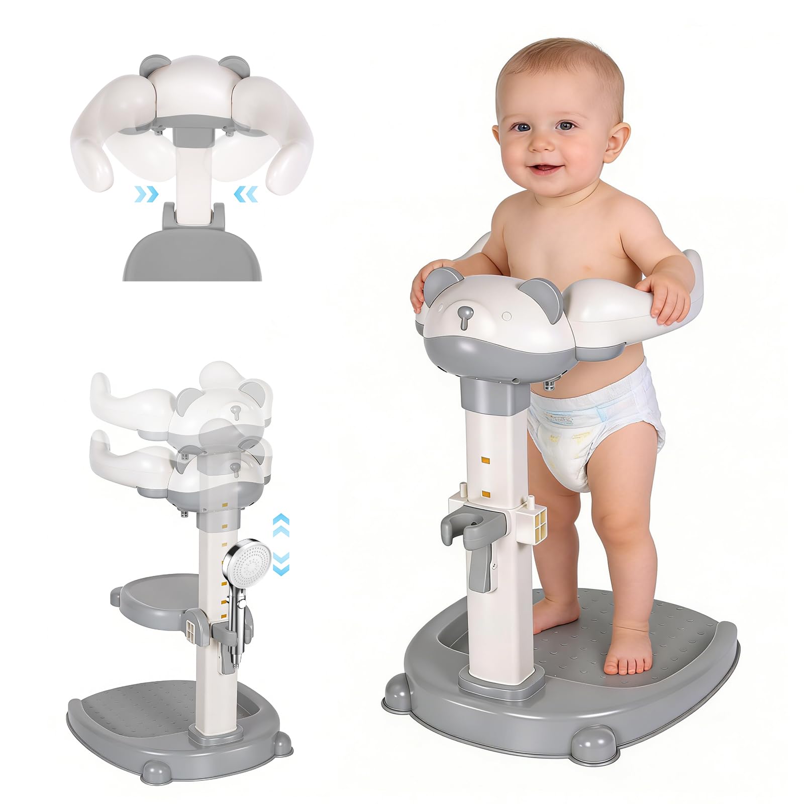 Soporte de ducha para bebé, Soporte de Bañera para Bebé con base antideslizante,Soporte de ducha para niños de 6 a 36 meses para bañarse