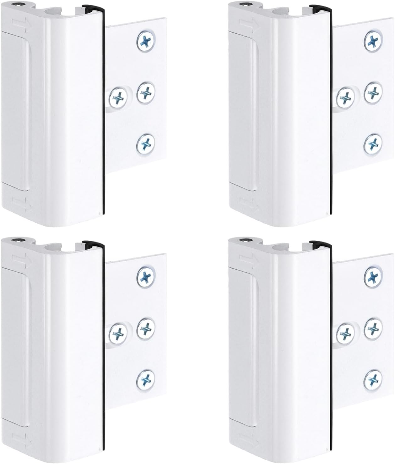 uxcell 4 Pack Home Security Door Lock, Door Reinforcement Lock 3 Inch Stop Withstand 800lbs, Front Door Kick in Security Protector for Inward Swinging Door, White