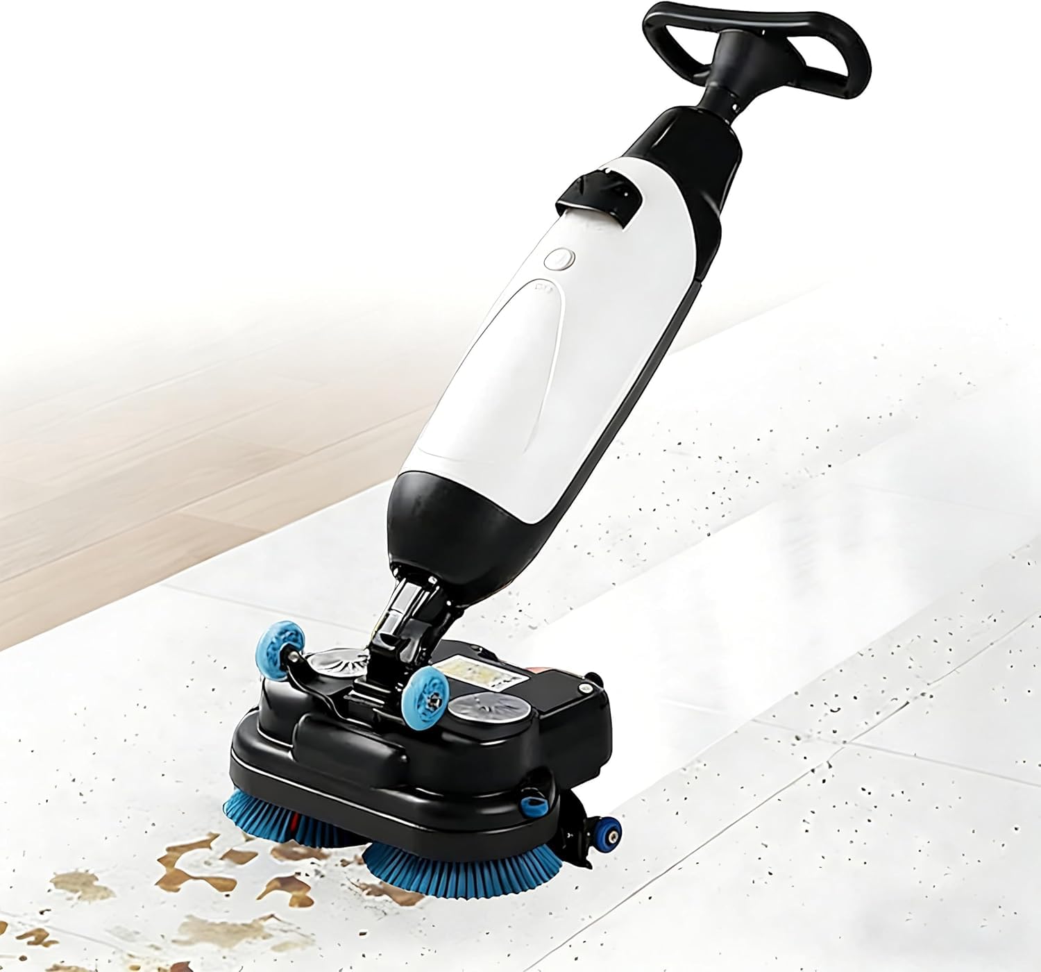 Máquina de limpieza de suelos comercial, 43 cm de ancho, cepillos dobles giratorios, funciona con pilas de 36 V, eficiente para supermercados, cantinas, fábricas