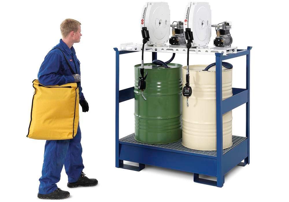 DENSORB Notfall-Set in Tragetasche, Mit Ölbindemittel, Inkl. Matten, Schlangen und Handschuhen, Bindevlies für die Aufnahme von Öl und ölbasierten Lösungsmitteln, 40 x 50 cm, Gelb, 58-teilig