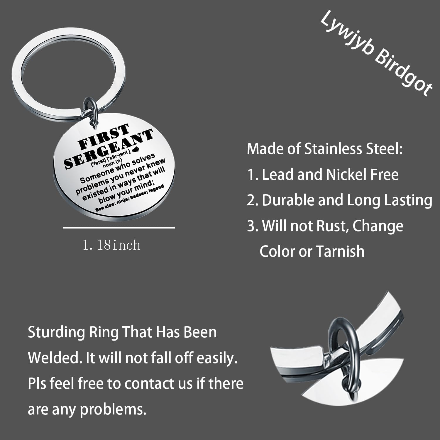 Lywjyb Birdgot E-8 US Army First Sergeant US Army Rank Keychain 1SG Appreciation Gift Army Military Retirement Gifts