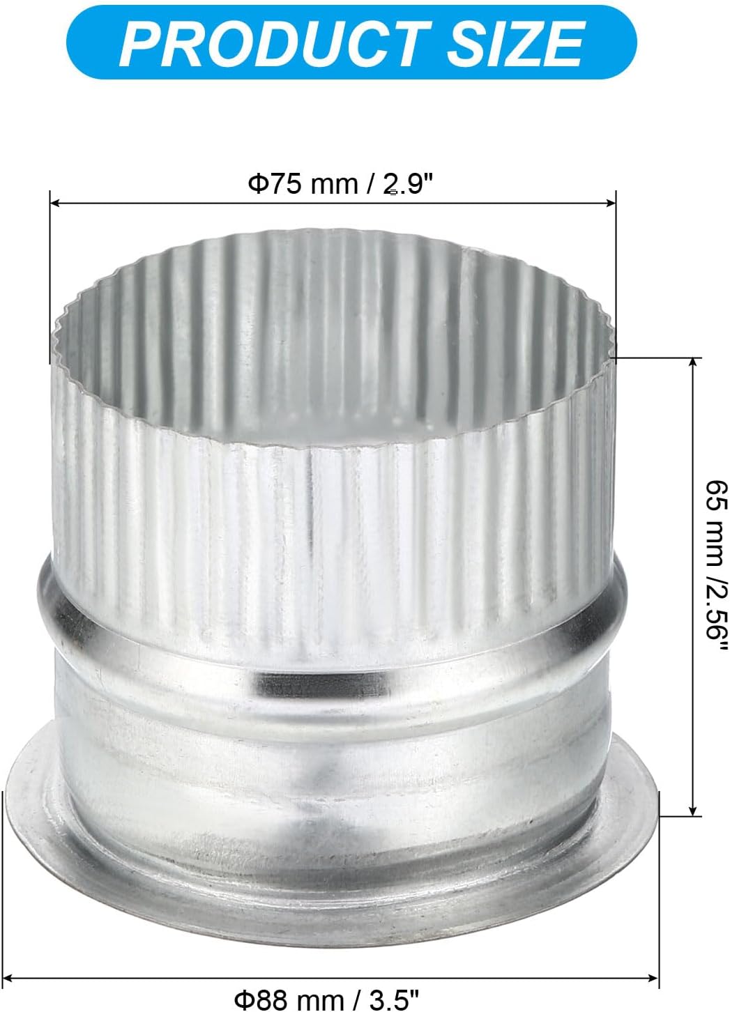 PATIKIL 3 Inch Duct Collar, 1 Pcs Duct Connector Flange Galvanized Iron Tight Vent Duct Fitting for Heating Cooling HVAC Ventilation Home Office