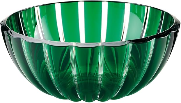Guzzini Dolcevita Large Bowl Green 9.8 Inches - 25 cm Bio-Based Plastic Emerald Serveware for Outdoor Indoor Use 4900cc