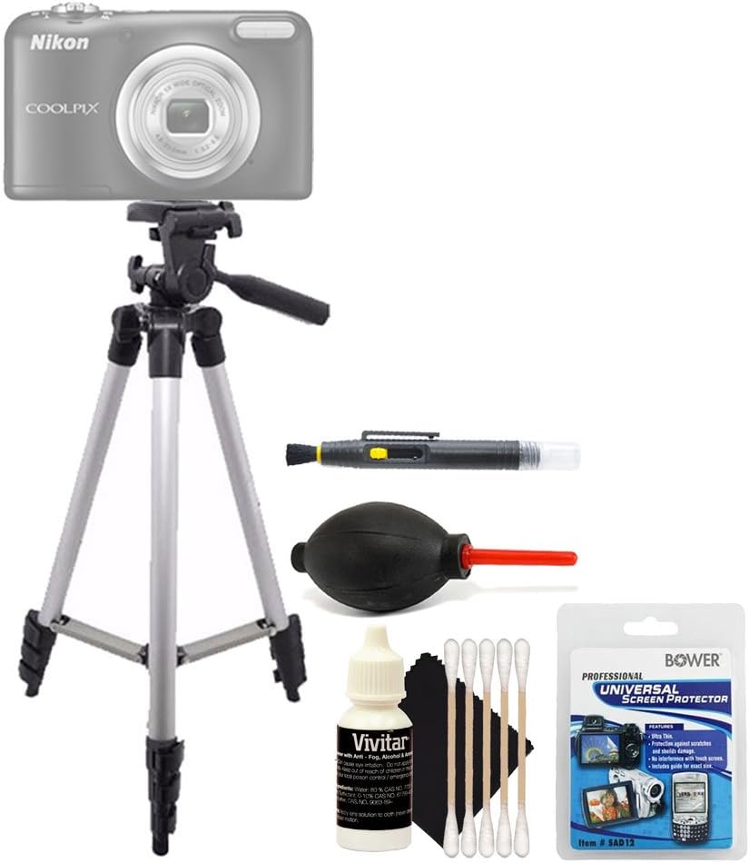 Tall Tripod + Cleaning Accessory Kit for Nikon Coolpix P610