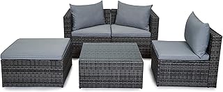 EVRE Malaga Grey Rattan Garden Outdoor Furniture Wicker Set 