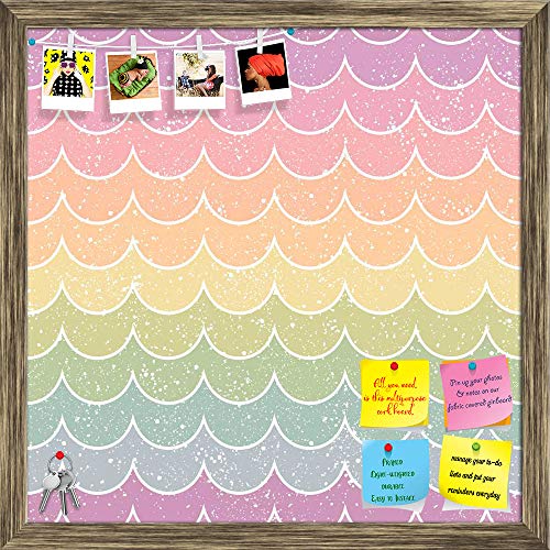 Image of ArtzFolio Wavey | Bulletin Board Notice Pin Board | Vision Soft Board Combo with Thumb Push Pins & Sticky Notes | Antique Golden Frame | 24 x 24 inch (61 x 61 cms)