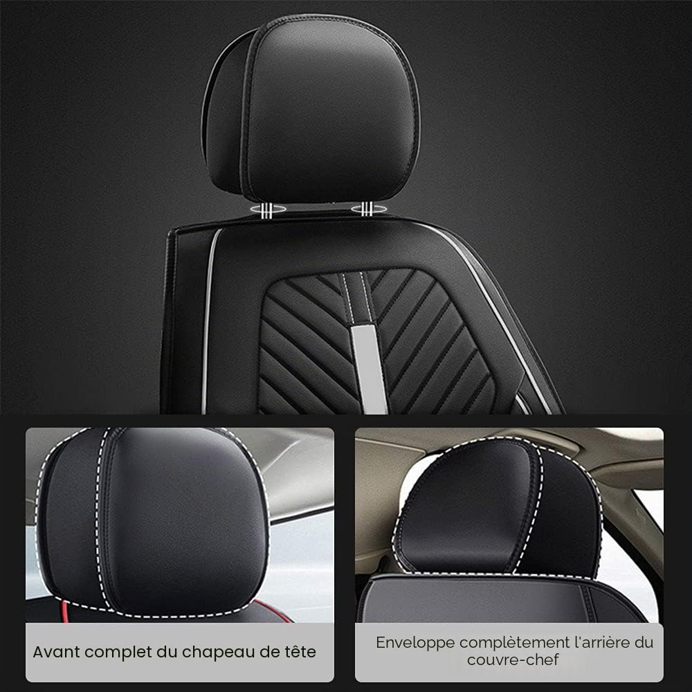 Housse Siege Voiture Universel pour Renault 5 E-Tech 2024 2025, Cuir PU Imperméable Respirant，Airbags Amis，Remplissage Épaissi, 5 Sièges(Black Yellow)