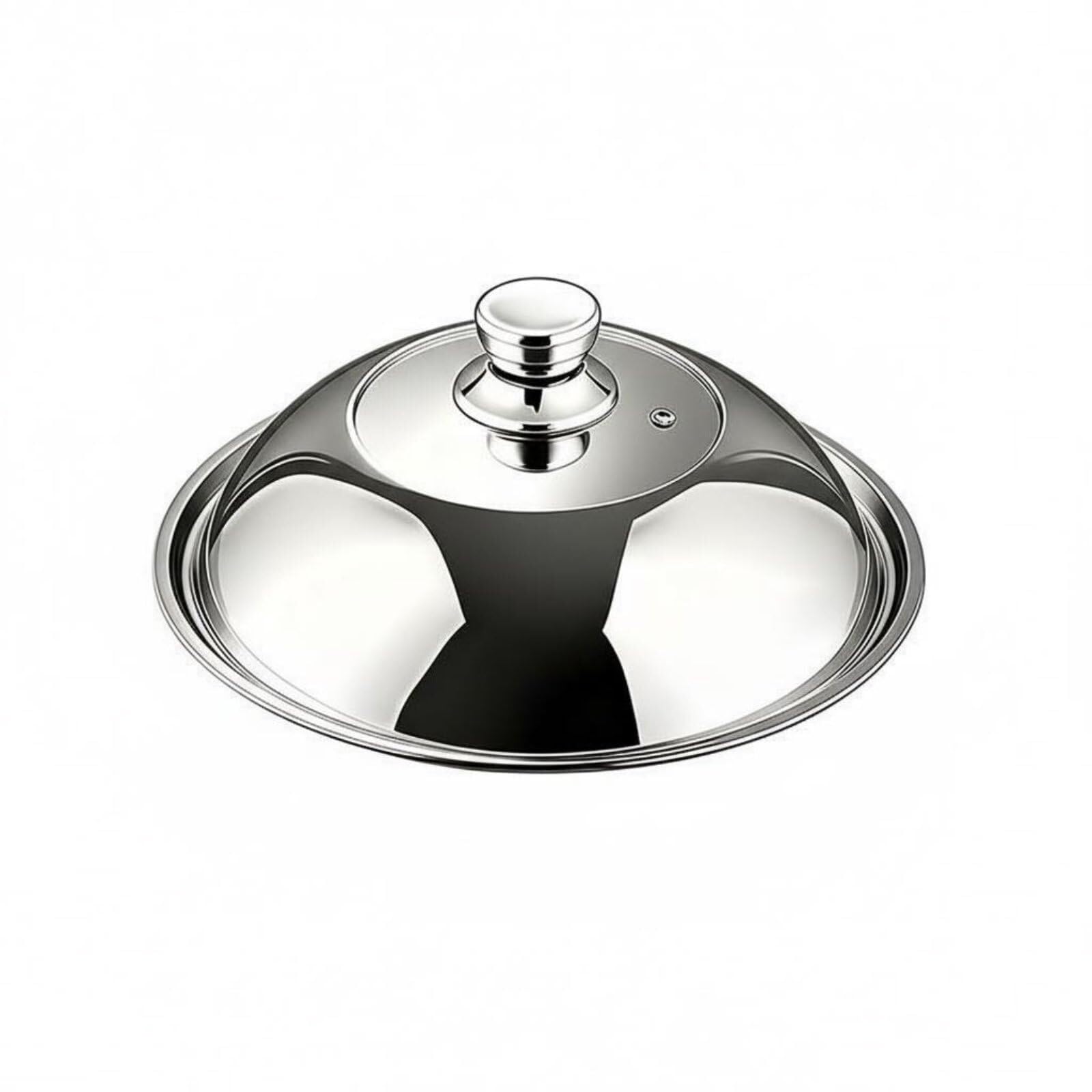 High Curved Wok Lid with Viewing Window Made of Stainless Steel and Steam Valve Splash Guard for Pans Cooking Pot 28 cm 32 cm