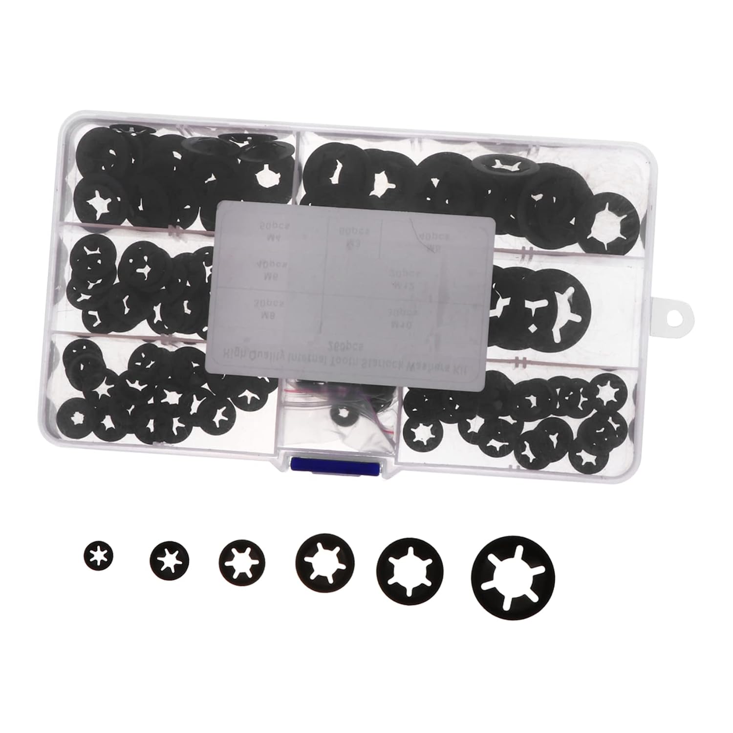 LIFKOME 1Set Manganese Plum Blossom Shaped Locking Washers Assortment Kit Retaining Clips Black with Various for Easy Access and Reliable Performance