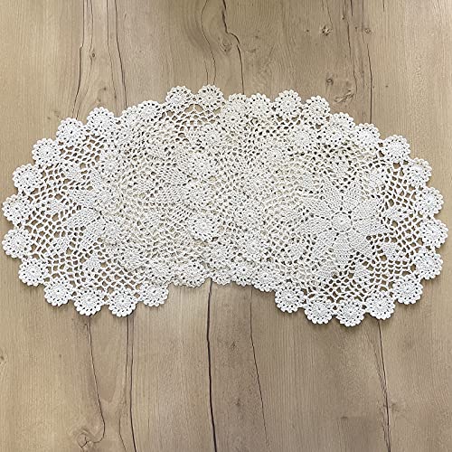 Phantomon 12 Inch Round Doilies Crochet Handmade Lace Placemats 100% Cotton Knitted Coasters, Pack Of 4 (Beige) #TOP4