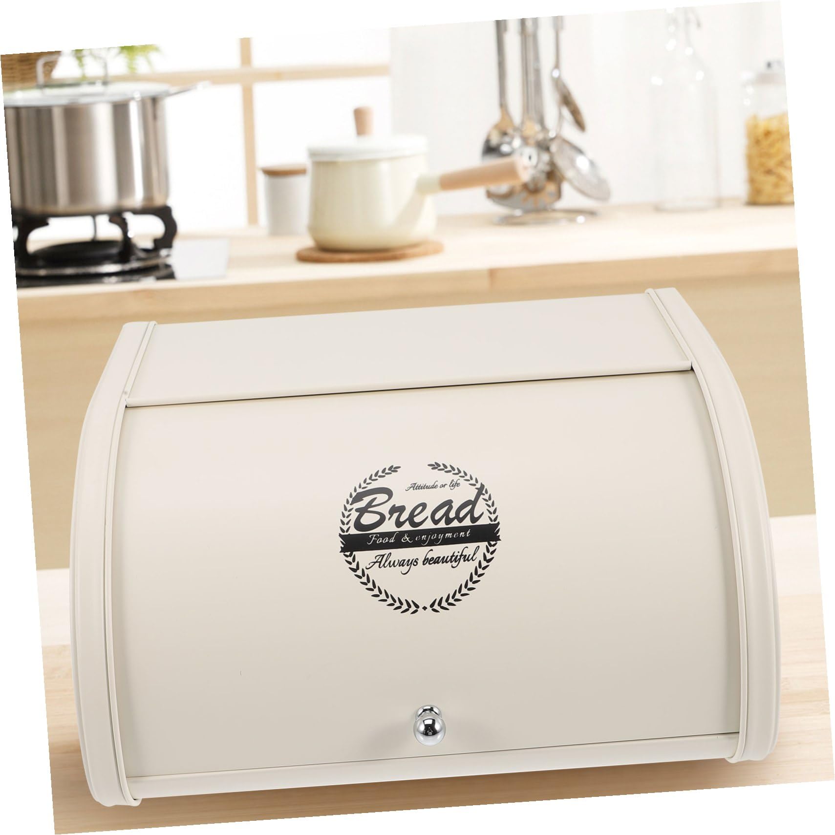 Ipetboom Brottopf Metall Brotkasten Mit Rolldeckel Weiß Eck Brothalter Küchentheke Großer Farmer Brotkasten Für Zuhause Und Café
