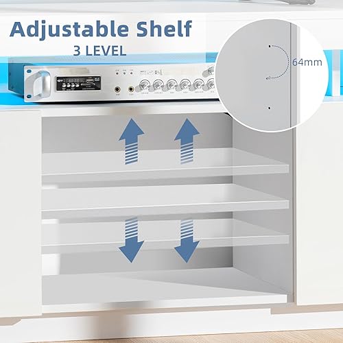 Miniatura 6 de HOMMPA Soporte de TV LED moderno para TV de 55/50/43/40/32 pulgadas con tomas de corriente, centro de entretenimiento con almacenamiento para