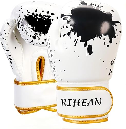 Guantes de boxeo para niños de 8 onzas, adecuados para niños de 12 a 16 años, ideales para entrenamiento en kickboxing, Muay Thai y MMA, color blanco