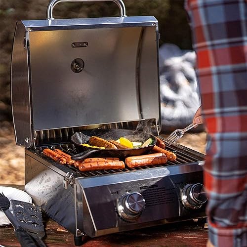Miniatura 7 de Monument Grills Parrilla de gas propano de mesa para acampar portátil al aire libre Cocina con adaptador de tanque de 1 libra (2 artículos)