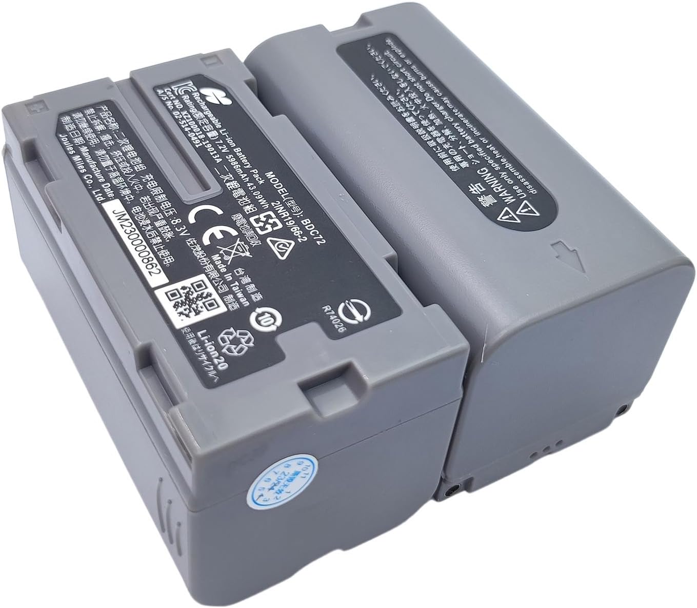 (Pack of 2) BDC72 7.2V 5986mAh 43.09Wh Li-ion Rechargeable Battery Replacement for GM-52 Total Station Equipment