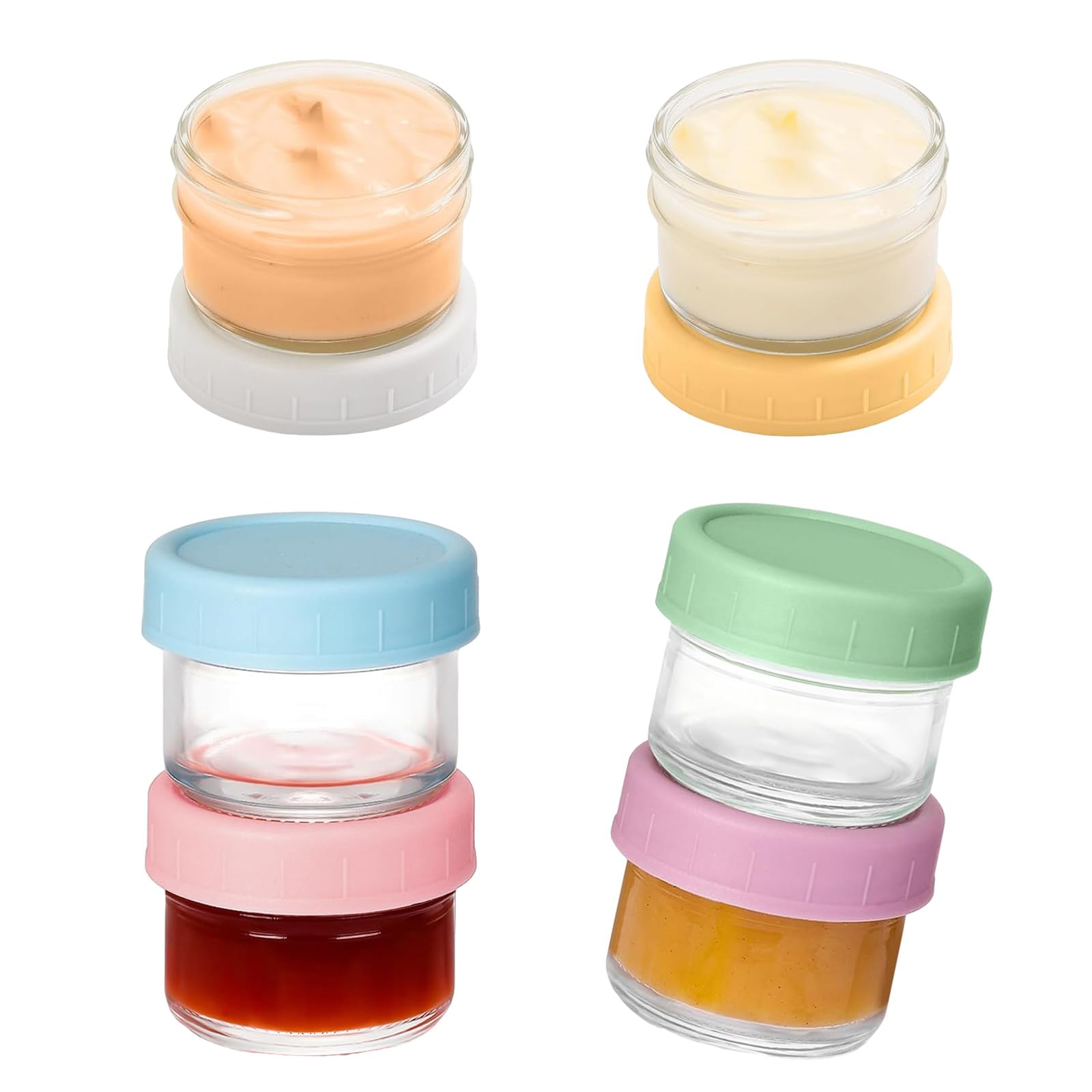 APGLSXY 6pcs Glass Condiment Container with Lids Portable Salad Dressing Jars Salad Sauce Cups for Meal Preps Leakproof Sauce Cups