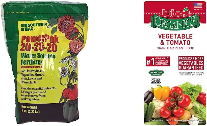 Southern Ag PowerPak 20-20-20 Water Soluble Fertilizer with micronutrients (5 LB) & Jobe’s Organics 09026 Fertilizer, 4 lb