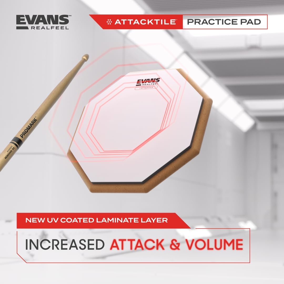 Evans RealFeel Attacktile Drum Practice Pad, Pads for Drummers, 10 Inch